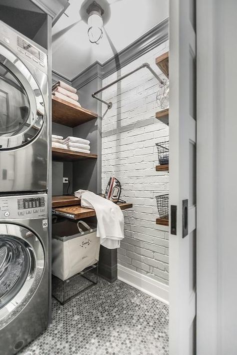 Spring Cleaning Laundry Room Inspired Home Laundry Room And Hot Water Heater, Diy Lavanderia, Room Tiles Design, Laundry Room Decorating, Laundry Room Tile, Laundry Room Storage Shelves, Small Laundry Room Organization, Room Storage Diy, Basement Laundry Room