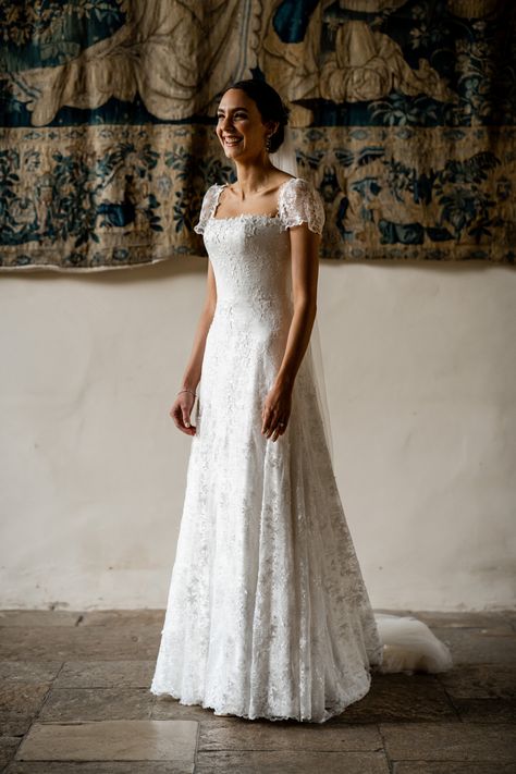 Phillipa Lepley Bridal, Wedding Dresses Square Neckline Modest, Textures Wedding Dress, Lace Wedding Dress Mid Size, Vintage Short Sleeve Wedding Dress, Philipa Lepley Wedding Dress, Empire Waist Wedding Dresses, Phillipa Lepley Wedding Dress, Short Sleeve Wedding Dress Simple