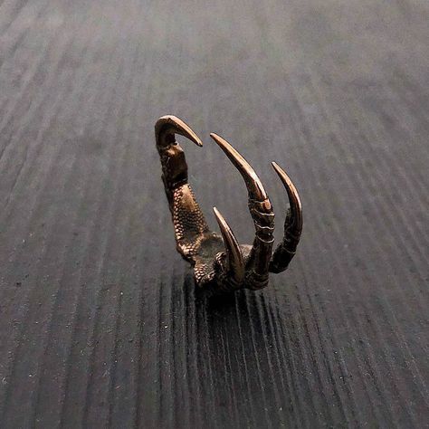 Discover the allure of the wild with our Solid Bronze Unisex Raven Claw Ring! This exquisite and distinctive piece of jewelry is designed to captivate and inspire. Handcrafted in Canada, our ring showcases the meticulous artistry of skilled craftsmen using high-quality silicon bronze metal, ensuring exceptional durability and longevity. Key Features: Unique Raven Claw Design: The ring features an intricate and realistic design of a raven claw, embodying the spirit of these majestic birds. Unisex Raven Claw, Claw Ring, Dope Jewelry, Wrap Ring, Funky Jewelry, Jewelry Lookbook, Hand Cast, Wrap Rings, Dream Jewelry