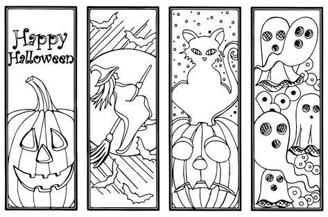 Fall Bookmarks Printable, Free Printable Halloween Bookmarks To Color, Colour In Bookmarks, Free Halloween Bookmark Printables, Free Bookmarks To Color, Fall Bookmarks Free Printable, Halloween Bookmarks Free Printable, Halloween Book Marks, Halloween Bookmarks To Color