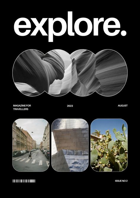 Black And White Minimal SImple Modern Photo Collage Explore Travel Magazine Cover - Templates by Canva Minimal Magazine Cover, Travel Magazine Cover, Minimal Magazine, Magazine Cover Template, Aesthetics Photography, Illustration Travel, White Minimal, Vacation Mood, Travel Magazine