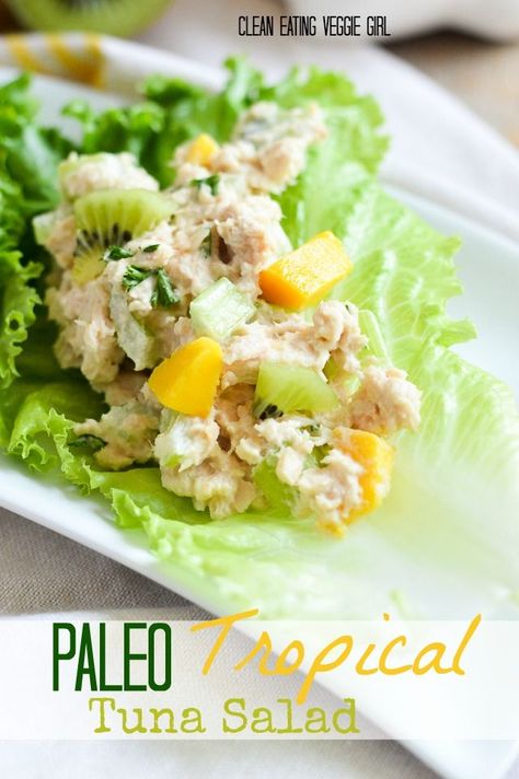 Paleo Tropical Tuna Salad {Gluten-Free, Grain-Free, Dairy-Free, Nightshade-Free, Soy-Free, Nut-Free, Pescetarian} | cleaneatingveggiegirl.com Dinner Egg Recipes, Chicken Wrap Recipes, Healthy Food Facts, Fish Salad, Paleo Lunch, Paleo Dinner, Healthy Diet Recipes, Tuna Salad, Good Healthy Recipes