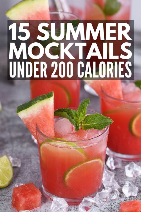 Low Calorie Drinks Nonalcoholic, Low Calorie Drink Recipes, Summer Drinks Nonalcoholic, Summer Mocktails, Easy Mocktail Recipes, Cocktails And Mocktails, Low Calorie Cocktails, Summer Drinks Alcohol, Alcohol Free Drinks