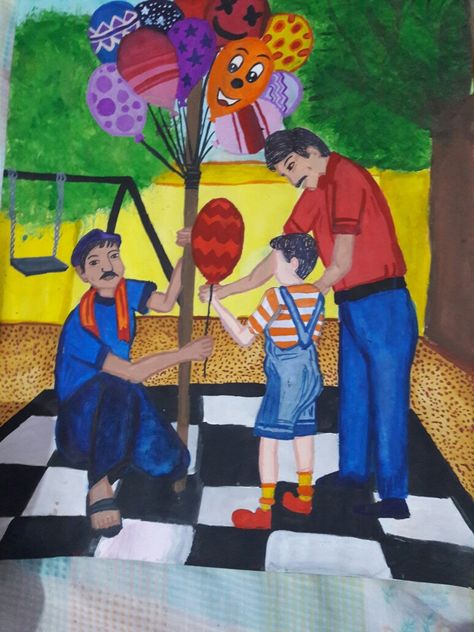 A balloon seller   #painting#posterColours Balloon Seller Drawing, Balloon Seller, Drawing Scenery, Human Figures, Indian Man, Art Competitions, Art Drawings For Kids, Diy Art Painting, Human Figure