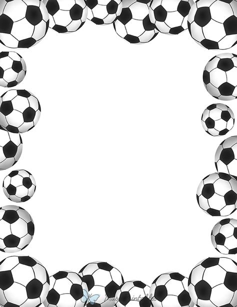 Printable Soccer Ball Page Border Soccer Ball Printable Free, Soccer Ball Template Free Printable, Free Soccer Printables, Printable Soccer Ball, Soccer Template, Soccer Theme, Ball Pattern, Border Templates, Soccer Cards