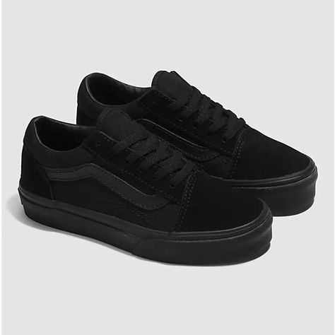 (New , Never Used) Original Price $45 , Selling For $35 Vans All Black, Black Vans Outfit, Black Vans Shoes, Full Black Outfit, All Black Vans, Vans Aesthetic, Vans Outfit, All Black Shoes, Cute Shoes Heels