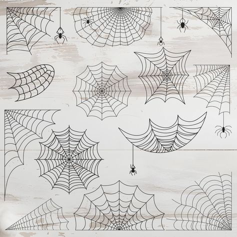 Spider Dangling From Web Drawing, Doodle Spider Web, Paint Spider Web, Spoder Web, Spider Web Sketch, Spider Web Doodle, Cobweb Drawing, Spider Hanging From Web, Halloween Decorations Spiders