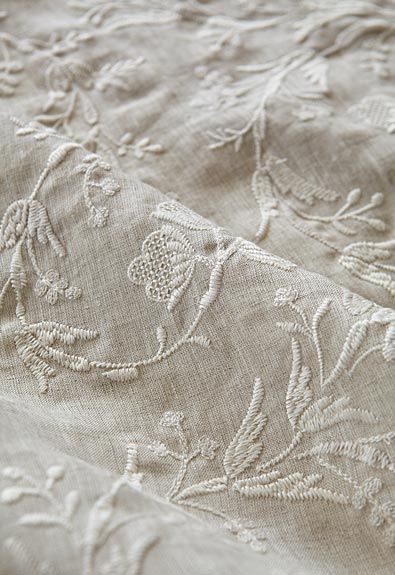 Fiorentina Embroidery in Oat, 67821. http://www.fschumacher.com/search/ProductDetail.aspx?sku=67821 #Schumacher Linens And Lace, 자수 디자인, Antique Linens, Embroidered Fabric, Fabulous Fabrics, Fine Linens, Linen Textile, Antique Lace, Lace Embroidery