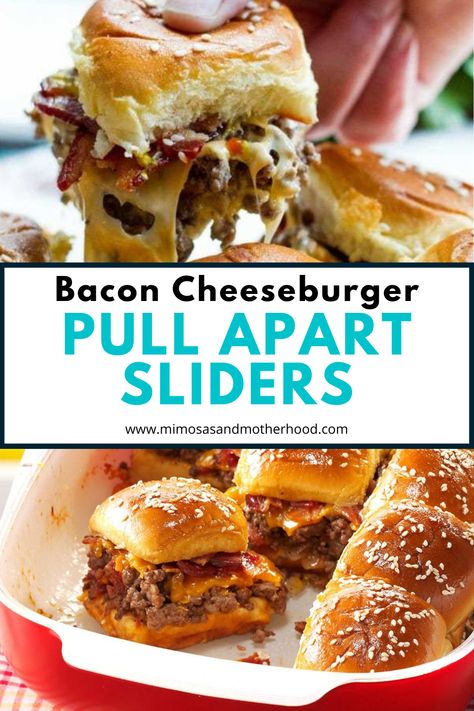 Cheeseburger Pull Apart Bread, Pull Apart Burger Sliders, Pull Apart Cheeseburger Sliders, Bacon Cheeseburger Sliders, Toddler Approved Meals, Toddler Approved Dinners, Pull Apart Sliders, Sliders Recipes Hawaiian Rolls, Kid Approved Meals