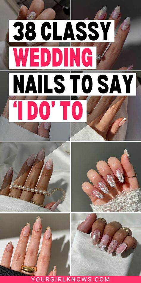 Say "I do" to the perfect manicure! Are you searching for the dreamiest wedding nails for the bride? Look no further! Our collection of wedding nail designs ranges from simple wedding nails that whisper sweet sophistication to trendy wedding nails that scream modern glamour. Whether you're all about that classy bridal look or on the hunt for something uniquely you, we've curated ideas that will have you swooning! Explore classy wedding nails that match any bride's style! Bride Nails Fall, Matte Engagement Nails, Bride Dip Nails, Mrs Nails Design, Simple Wedding Nails For Bride Acrylic, Bridal Fall Nails, Wedding Day Nails Bride, French Tips For Wedding, Formal Event Nails Black Tie