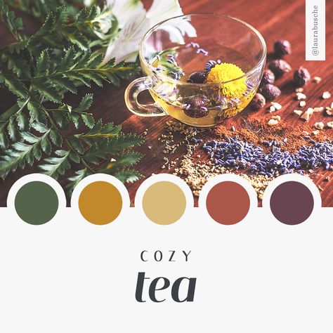 The moodboard series shows you a visual identity concept to inspire your next brand or campaign. You will find details about the free photo, color palette, and font used to build the brand moodboard below. Make sure to read the license attached to each item, as free items are still subject to certain usage restrictions. Design […] The post Brand Moodboard: Cozy Tea appeared first on Laura Busche. Tea Shop Branding, Tea Colour Palette, Matcha Color Palette, Tea Color Palette, Tea Brand Logo, Tea Typography, Tea Moodboard, Photo Color Palette, Tea Logo Design