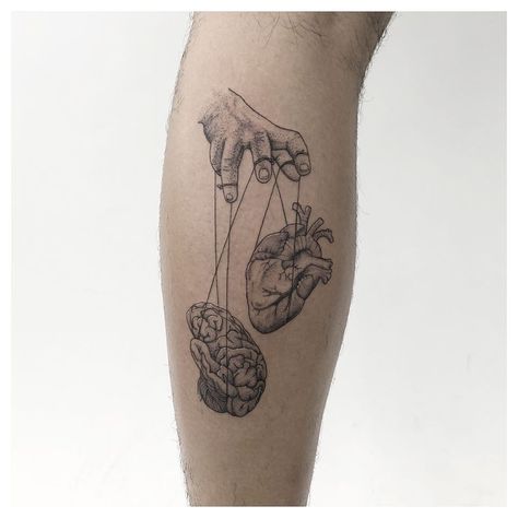 Heart And Brain Tattoo, Brain Tattoo, Heart And Brain, Instagram Heart, Bff Tattoos, Ink Master, Stick And Poke, Ink In Water, Heart Strings