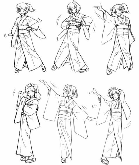 Japanese Traditional Clothing, Manga Poses, Anime Kimono, Poses References, Clip Studio Paint, Anime Drawings Tutorials, Japanese Outfits, Drawing Clothes, 영감을 주는 캐릭터