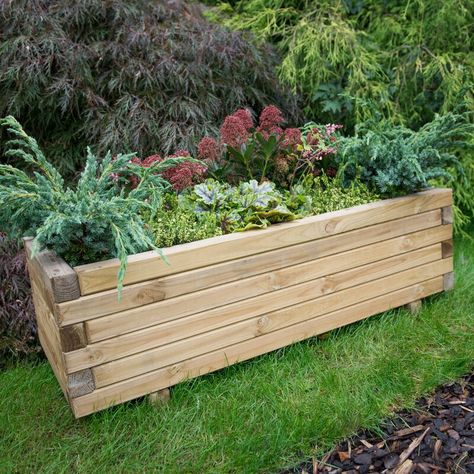 Bel Étage Agen Wooden Planter Box | Wayfair.co.uk Backyard Planters, Diy Wooden Planters, Decking Area, Wooden Planter Boxes, Wooden Planter, Rectangular Planters, Budget Garden, Garden Solutions, Forest Garden