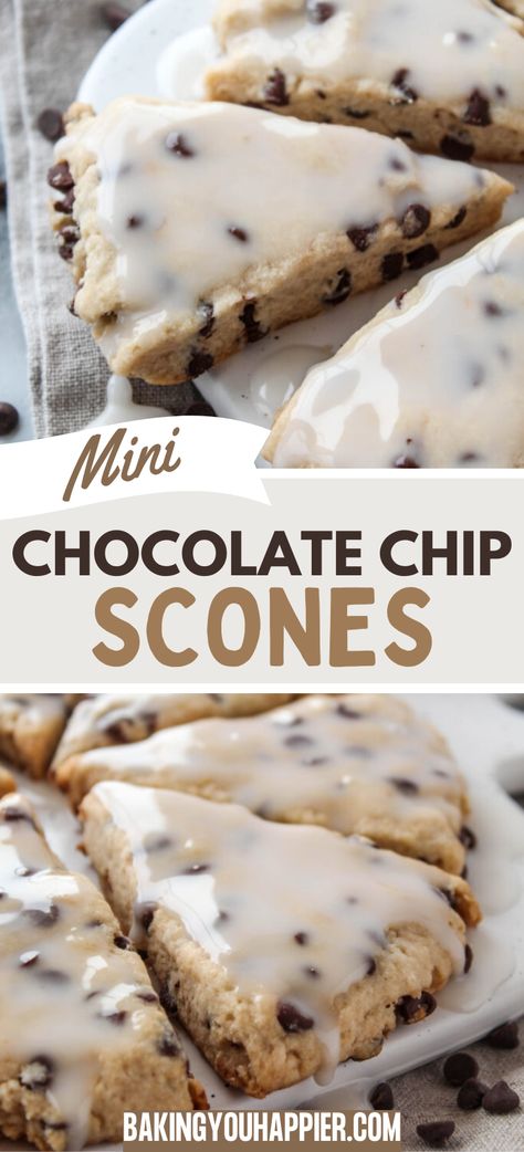 Mini-Chocolate Chip Scones, these buttery scones are absolutely delightful! They make a simple, yet perfect addition to any party or brunch! Sally’s Baking Scones, Mini Scones Recipe High Tea, Bridgerton Snacks Ideas, Chocolate Chip Scones Recipe Easy, Mini Scones Recipe Easy, Small Batch Scones, Mini Scones Recipe, Chocolate Chip Scones Recipe, Buttery Scones