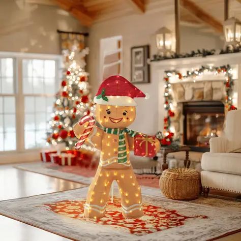 Outdoor Christmas Decorations Gingerbread, Christmas Decorations Outside, Gingerbread Man Free, Christmas Yard Decorations, Farmhouse Garden, Christmas Yard, Outdoor Holiday Decor, Indoor Christmas, Lawn Decor