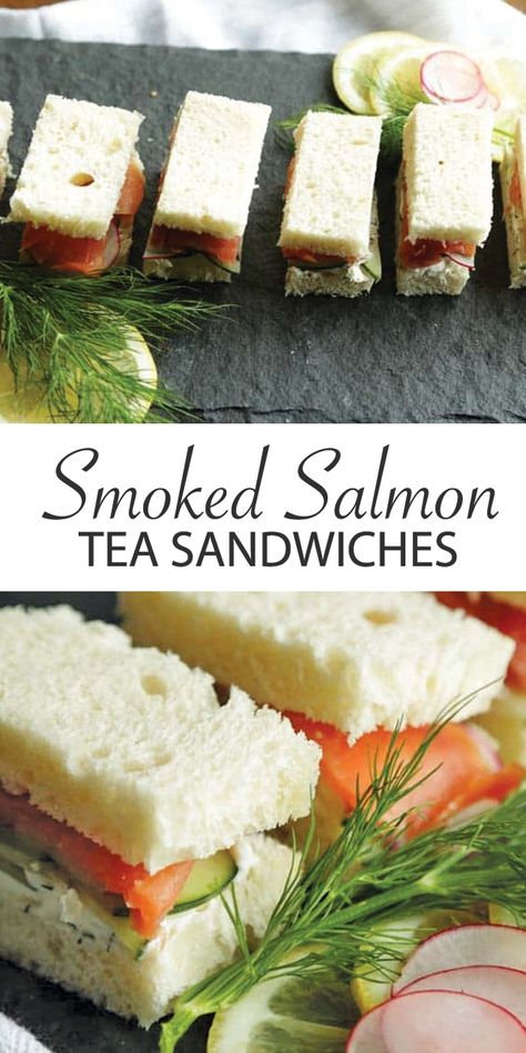 Smoked Salmon Tea Sandwiches, Salmon Tea Sandwiches, Herb Cream Cheese, Smoked Salmon Sandwich, Smoked Salmon Cream Cheese, Cream Cheese Sandwiches, Cucumber Tea Sandwiches, Tea Sandwich, Tea Party Sandwiches