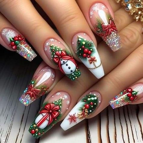 Nail Noel Christmas, Fancy Nails Designs, Trendy Nail Art Designs, Christmas Gel Nails, Christmas Nail Art Designs, Christmas Nails Acrylic, Trendy Nail Art, Fall Nail Art, Xmas Nails