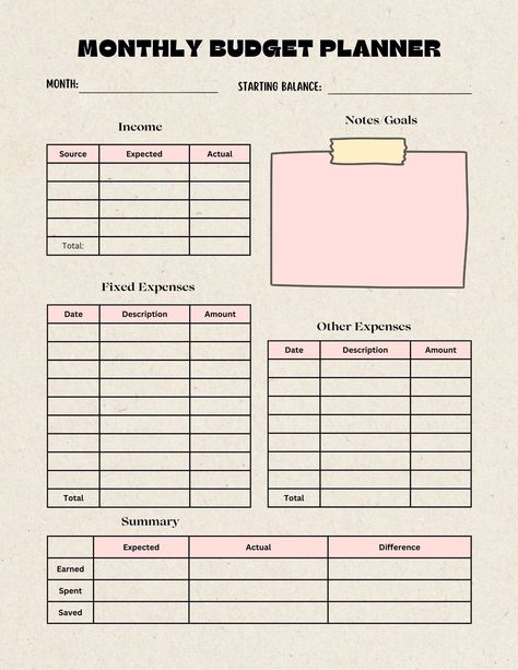 Digital Monthly Budget Tracker Template stylishplanner #plannerlayouts #plannerdividersprintablefree. How To Track Finances, Expenses Tracker Template, Financial Planning Templates, Tablet Notes, Monthly Expenses Template, Monthly Financial Planner, Budget Tracker Template, Financial Templates, Budget Layout