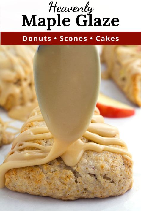 Icing For Donuts, Glazed Icing Recipe, Maple Desserts, Maple Syrup Glaze, Cookies Cinnamon, Maple Icing, Donuts Cake, Cinnamon Roll Icing, Maple Recipes