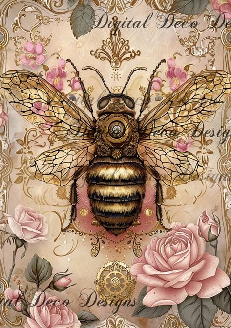 Digital Deco Designs Bee Pictures Art, Rice Craft, Bee Fairy, Honeybee Art, Bee Pictures, Office Store, Vintage Bee, Bee Tattoo, Beautiful Bugs