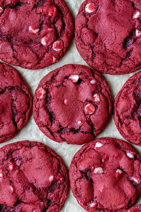 Red Velvet Cookies Cake Mix, Krolls Korner Cookies, Red Velvet Cookies From Cake Mix Easy, Galletas Red Velvet, Red Velvet Cake Cookies, Red Cookies, Krolls Korner, Red Velvet Cake Mix Cookies, Survival Recipes