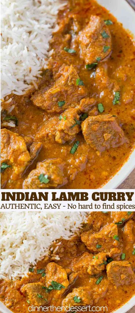 Indian Lamb Curry made in an hour with and easy homemade curry spice mix and creamy tomato sauce, simmered on low heat until fall apart tender. | #indianfood #indian #lamb #curry #dinnerthendessert #easyindianrecipes #indianrecipes #easycurry Indian Lamb Curry, Curry Spice Mix, Lamb Curry Recipes, Curry Spice, Homemade Curry, Rogan Josh, Easy Curry, Easy Indian Recipes, Lamb Curry