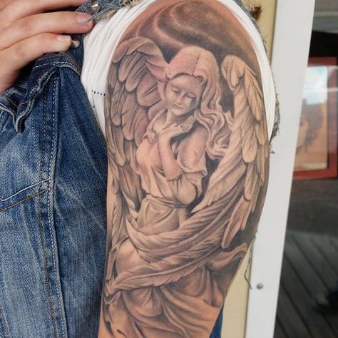 100 Angel Tattoo Ideas for Men and Women - The Body is a Canvas #angeltattoos #tattooideas Tattoo Designs For Forearm, Woman Angel Tattoo, Angel Tattoo Ideas, Beautiful Angel Tattoos, Angel Tattoo For Women, Guardian Angel Tattoo Designs, Angle Tattoo, Woman Angel, Guardian Angel Tattoo