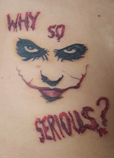 Why So Serious Back Tattoo, Why So Serious Tattoo Hand, Joker Tattoo For Women Small, Small Joker Tattoo Ideas, Joker Tattoo Meaning, Joker Tattoos For Women, Why So Serious Joker Tattoo, Joker Back Tattoo, Small Joker Tattoo