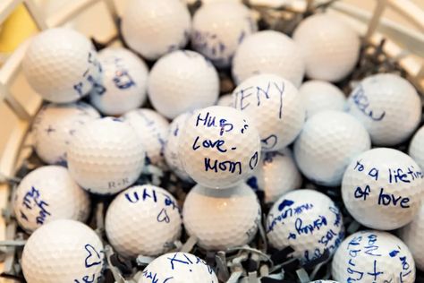 Golf Wedding Guest Book Ideas, Mini Golf Wedding Reception, Golf Wedding Invitations, Wedding Golf Tournament, Golf Theme Engagement Party, Golf Wedding Shower Ideas, Golf Course Weddings, Golf Theme Wedding Ideas, Custom Golf Balls