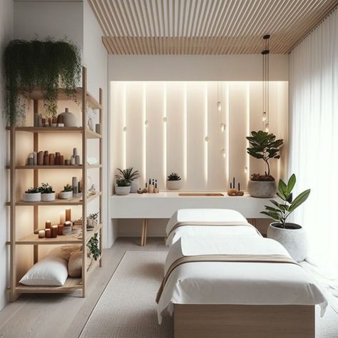 Bohemian Spa Room, Boho Spa Reception Area, Spa Clinic Interior Design, Small Spa Decor Ideas, Zen Massage Room Ideas, Med Spa Room Ideas, Massage Interior Design, Relaxing Spa Room, Massage Salon Design