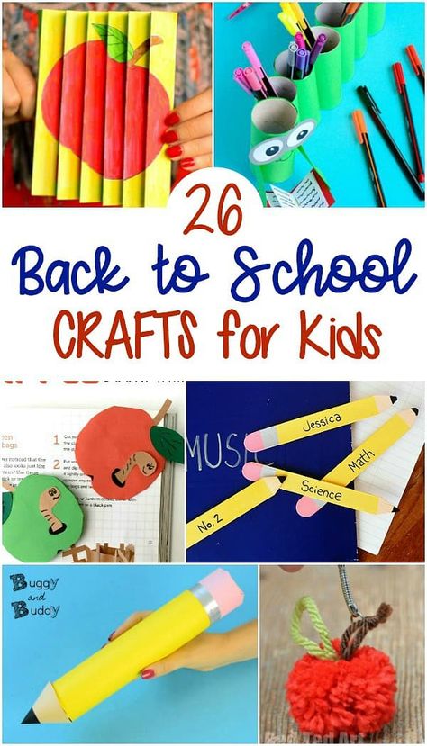 25+ Back to School Crafts for Kids including DIY bookmarks, pencil holders, apple crafts, school bus crafts, and more! #backtoschool #craftsforkids #kidscrafts #applecrafts #schoolsupplies  via @https://www.pinterest.com/cmarashian/boards/ Easy Toddler Back To School Crafts, Preschool Back To School Art Projects, School Themed Crafts For Toddlers, Easy Back To School Crafts For Kids, Back To School Crafts For Preschoolers Free Printables, Welcome Back Activity For Kids, Back To School Crafts For Preschool, Back To School Kids Crafts, Welcome Back To School Crafts For Kids