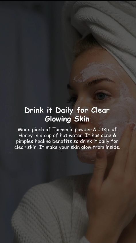 Drink it daily for clear glowing skin for teen girls 💫 Natural Remedies For Clear Glowing Skin, How To Get Clear Skin Naturally, Drink For Clear Skin, Glowup Ideas, Skincare Process, Dina Goldstein, For Clear And Glowing Skin, Tips For Clear Skin, Whitening Face Mask