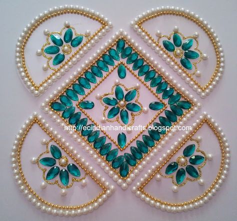 EC Indian Handicrafts' (Customised kundan rangolis): Traditional design rearrangeable kundan rangoli Kundan Rangoli Designs, Kundan Design, Kundan Rangoli, Acrylic Rangoli, Thali Decoration Ideas, Henna Candles, Diwali Decoration Items, Kundan Work, Diy Diwali Decorations