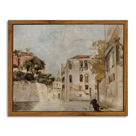 PRICES MAY VARY. CLASSICAL WALL ART DECOR: This painting, "View of Venice," is the work of 19th century French artist Arnold Scheffer. This vintage landscape painting can add more classic and elegant elements to your space. QUALITY GUARANTEE: This classical oil painting is printed on canvas and wrapped on wood fiberboard, finished with clear gel medium to keep it waterproof and the color vibrant and long-lasting. Provide a great room decor for your living room, bedroom, bathroom, home bar, offic Prints Bathroom, Venice Painting, Farmhouse Office, Italy Wall Art, Samsung Tv, Bathroom Pictures, Smart Things, Cityscape Painting, Vintage Landscape