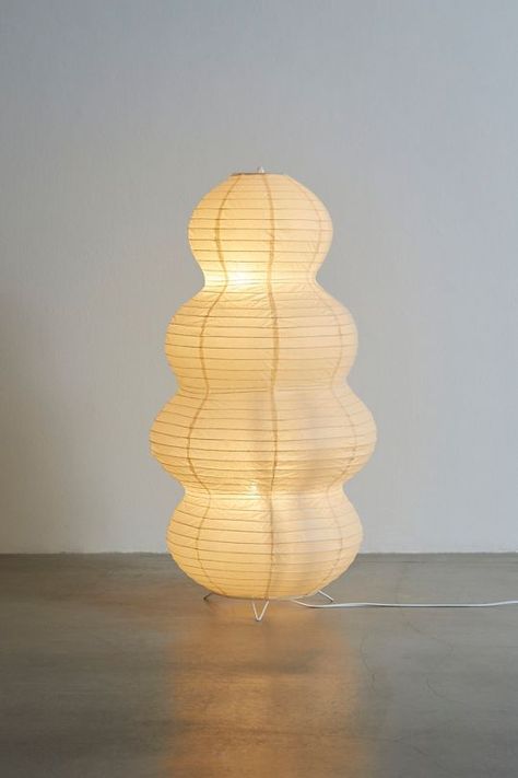 Neiko Paper Lantern Floor Lamp | Urban Outfitters Paper Lantern Floor Lamp, Paper Lantern Lamp, Rice Paper Floor Lamp, Standing Lamp Bedroom, Lantern Silhouette, Paper Lamps, How To Make A Chandelier, Paper Floor Lamp, Paper Lanterns Diy