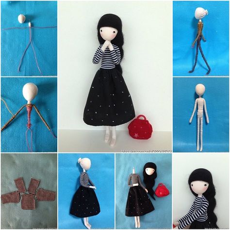 How to DIY Cute Mini Doll with Wire | www.FabArtDIY.com LIKE Us on Facebook ==> https://www.facebook.com/FabArtDIY Bendy Doll, Peg Doll, Doll Tutorial, Sewing Dolls, Wire Crafts, Fairy Dolls, Doll Crafts, Peg Dolls, Fabric Dolls