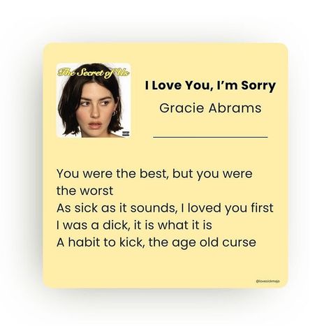 Gracie Abrams I Love You Im Sorry, I Love You Im Sorry Gracie, Gracie Abrams Music, Square Widget, Gracie Abrams Tour, Gracie Abrams Core, Gracie Abrams Lyrics, Sorry Lyrics, Gracie Abrams Aesthetic