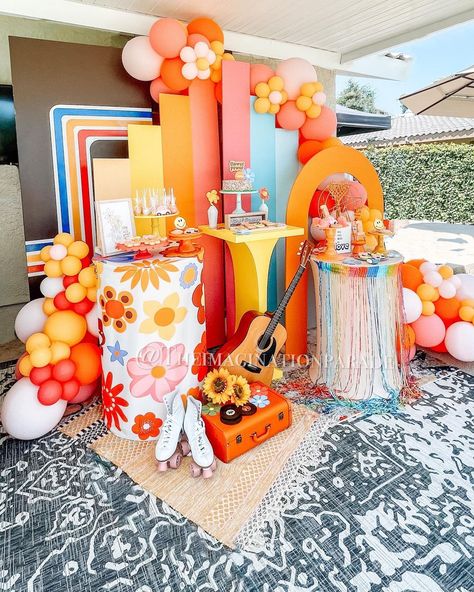 Groovy First Birthday, 70s Themed Birthday Party, Retro Theme Party, Hippie Birthday Party, 70s Party Theme, 70s Theme Party, 70s Theme, Hippie Birthday, Colorful Birthday Party