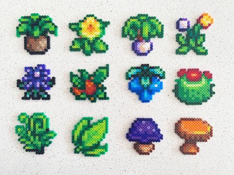 Peler Beads Stardew Valley, Perler Bead Fridge Magnets, Crystal Perler Beads, Stardew Valley Items Pixel Art, Retro Perler Bead Patterns, Perler Beads Stardew Valley, Pearler Bead Design Aesthetic, Perler Plant, Stardew Perler Beads