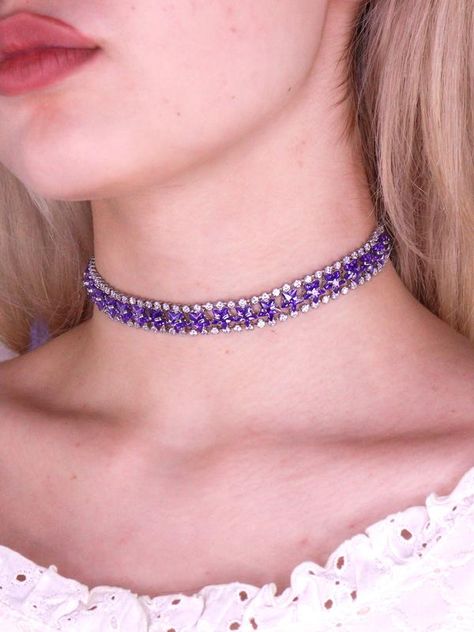 Purple Amulet, Alien Superstar, Purple Choker, Gwen Stacy, Rhinestone Choker, Vintage Rhinestone, Star Shape, True Vintage, Heart Charm