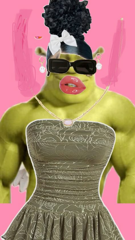 #shrek #baddie Shrek As A Baddie, Double Chin Funny, Buff Shrek, Baddie Patrick, Shrek Mood, Preppy Shrek, Shrek Aesthetic Cute, Preppy Funny, Shrek Aesthetic