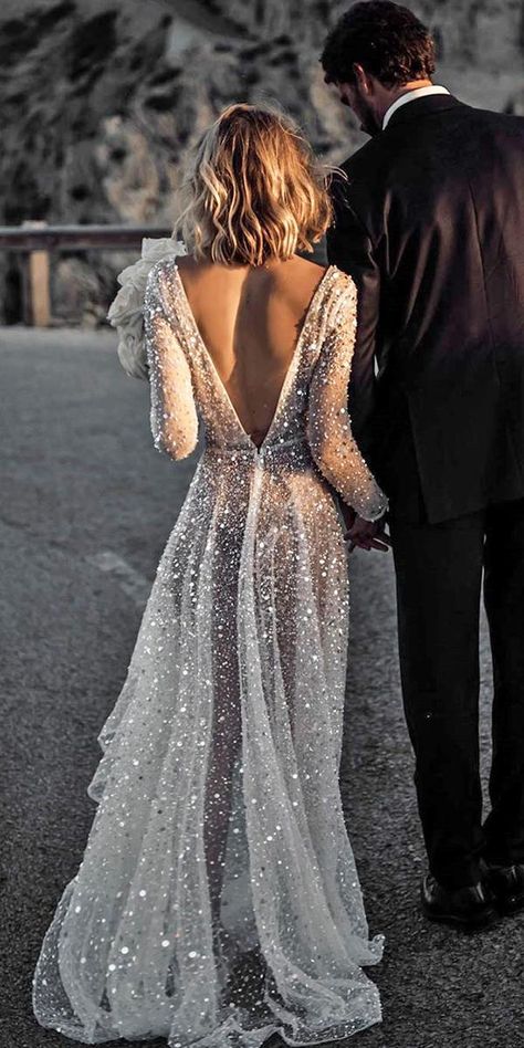 24 Amazing Destination Wedding Dresses For You ❤  destination wedding dresses with long sleeves v back sequins tali photography ❤ #weddingdresses Wedding Dresses Elegant, Wedding Dress Guide, Sparkly Wedding, Destination Wedding Dress, Rustic Wedding Dresses, Dream Wedding Ideas Dresses, Brides Wedding Dress, Black Wedding Dresses, Wedding Dress Sleeves