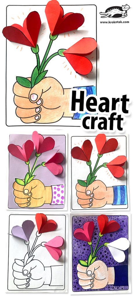 krokotak | heart Mother's Day Crafts For Kids, Girly Crafts, Homemade Gifts For Mom, Fall Paper Crafts, Flower Crafts Kids, Valentine Art Projects, Craft Easter, Easy Mother's Day Crafts, Paper Craft For Kids