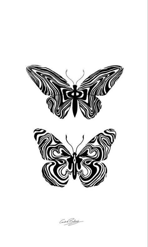 Polkatrash Tattoo Design, Butterfly With Swirls Tattoo, Graphic Butterfly Tattoo, Butterfly Ink Drawing, No Shading Tattoo, Abstract Butterfly Tattoo, Butterfly Drawing Aesthetic, Tattoo Borboleta, Tattoo Abstract