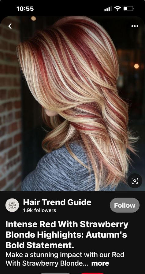 Blonde With Red Front Pieces, Bright Red Highlights In Blonde Hair, Blonde And Maroon Hair Highlights, Red And Blonde Hair Color Ombre, Blonde With Red Highlights Hair, Subtle Red Highlights In Blonde Hair, Dark Red Highlights In Blonde Hair, Blonde Hair With Burgundy Underneath, Blonde Hair With Burgundy Highlights