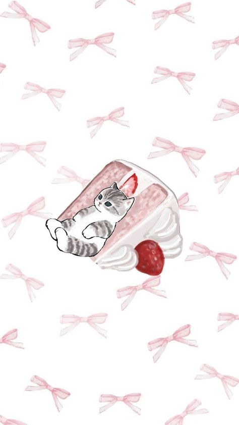 Cat Pink Wallpaper Aesthetic, Mofusand Lockscreen, Cat Wallpaper Homescreen, Yearbook Asthetic, Cat Wallpaper Lockscreen, Pink Cat Wallpaper, Phone Wallpaper Cat, Bow Wallpaper, Cocoppa Wallpaper