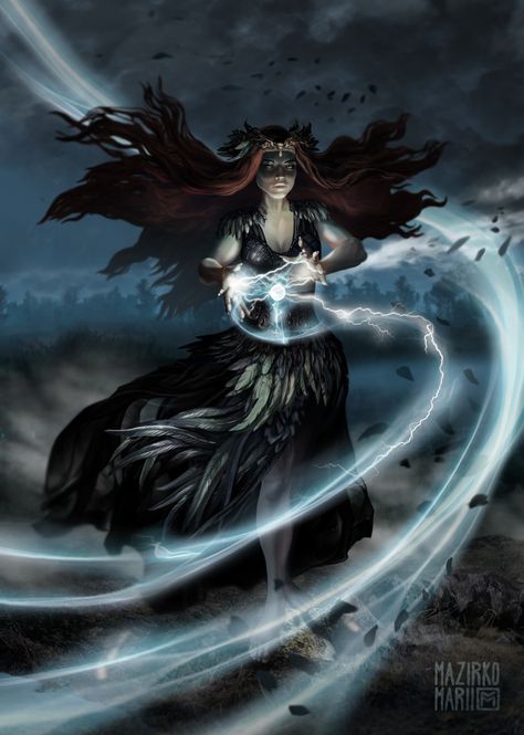 ArtStation - Storm witch Storm Goddess Art, Storm Goddess Fantasy Art, Storm Witch Art, Storm Witch Aesthetic, Storm Mage, Goddess Of Storms, Wind Witch, Storm Goddess, Storm Magic