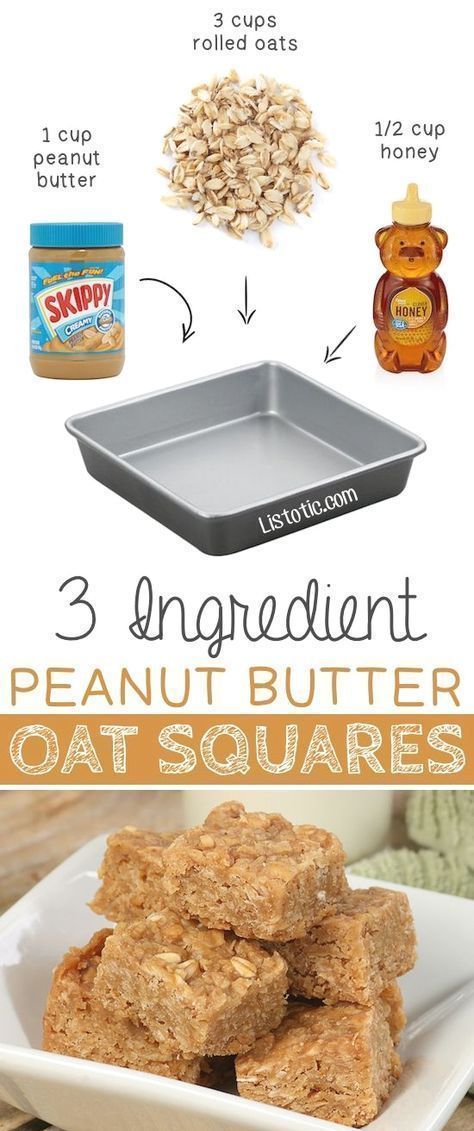 Oat Squares, Simple Treats, Peanut Butter Oat, Peanut Butter Oats, Peanut Butter Honey, Easy No Bake, Snacks Saludables, Healthy Sweets Recipes, Three Ingredient