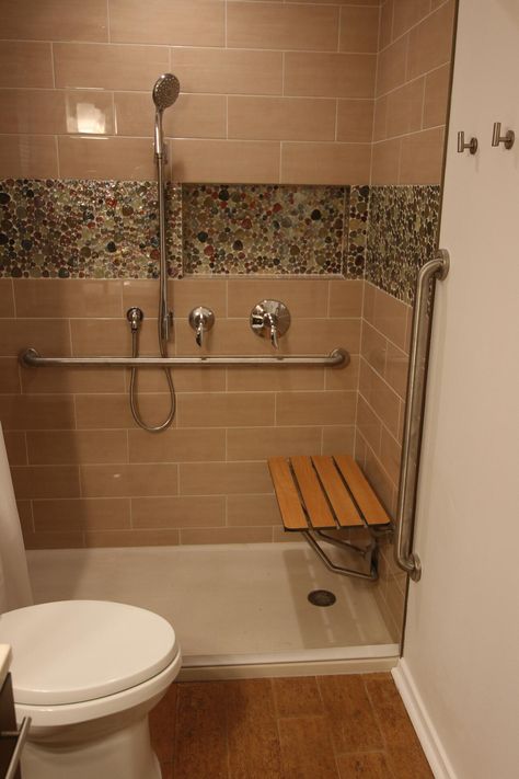 ADA Compliant Roll In Showers Home Modifications, Roll In Showers, Accessible Bathroom Design, Tub To Shower Conversion, Ada Bathroom, Small Bathroom Layout, Accessible Bathroom, Bathroom Remodel Shower, Toilet Design